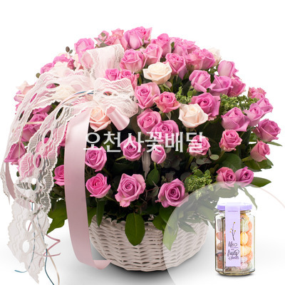 화이트데이100송이+캐빈디쉬
